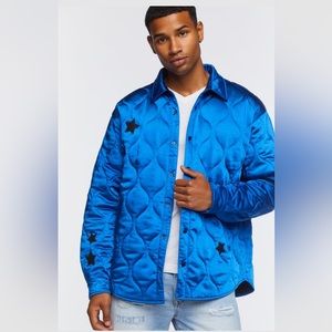 New NWT Forever 21 XXL Metallic Blue Shacket shirt Jacket